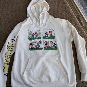 Disney Mickey & Minnie Mouse Comic strip White Hoodie arm spell out XL
